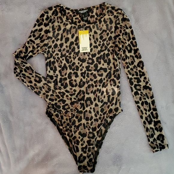 Taupe Mesh Leopard Bodysuit - Picture 1 of 1